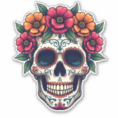 Dag van de Dode Suikerschedel - Dia de los Muertos Sticker (Voorkant)