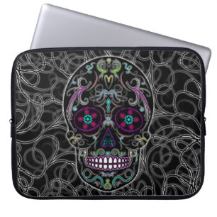 Dag van de dode suikerschedel - kleurloos zwart laptop sleeve