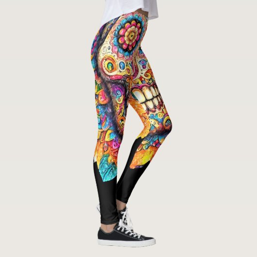 Dag van de dode suikerschedel leggings (Rechts)