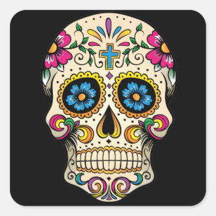 Dag van de Dode Suikerschedel met Cross Sticker