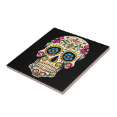 Dag van de dode suikerschedel met kruis tegeltje (Zijkant)