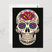 Dag van de dode suikerschedel met Roos Briefkaart (Voorkant / Achterkant)