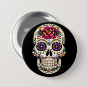 Dag van de dode suikerschedel met Roos Button (Voorkant /achterkant)