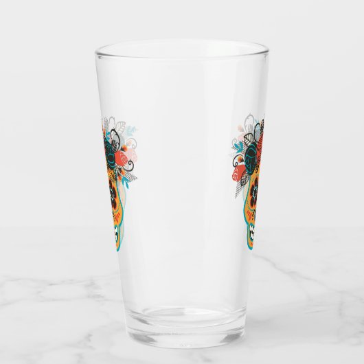 Dag van de dode suikerschedel met Rozen Glas (Links)