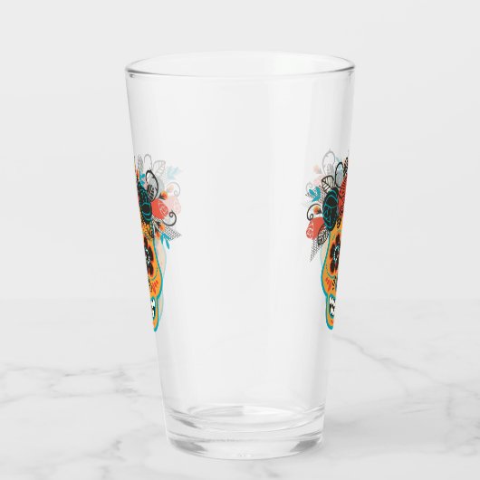 Dag van de dode suikerschedel met Rozen Glas (Rechts)