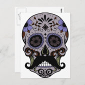 Dag van de dode suikerschedel met snor briefkaart (Voorkant / Achterkant)