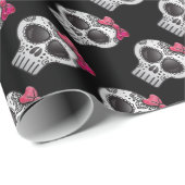 Dag van de dode suikerschedel Ombre Hot Pink Glitt Cadeaupapier (Rol Hoek)