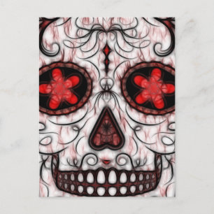 Dag van de dode suikerschedel - Rood en zwart frac Briefkaart