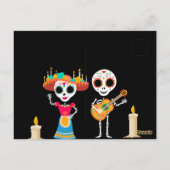 Dag van de Dode Suikerschedel Skeletten Briefkaart (Achterkant)