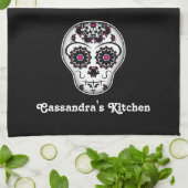 dag van de dode suikerschedel theedoek (Gevouwen)