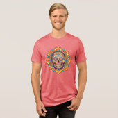 Dag van de dode suikerschedel Tri-Blend shirt (Voorkant volledig)
