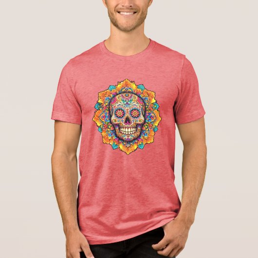 Dag van de dode suikerschedel Tri-Blend shirt (Voorkant)