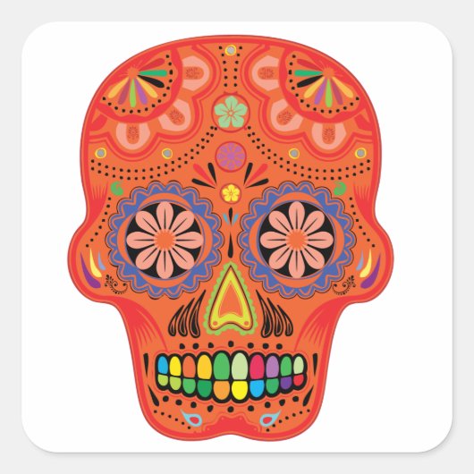 Dag van de dode suikerschedel vierkante sticker (Voorkant)