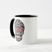 Dag van de dode suikerschedel - zwart, wit en rood mok (Voorkant links)