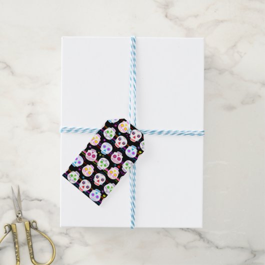 Dag van de dode suikerschedels cadeaulabel (Met Touw)