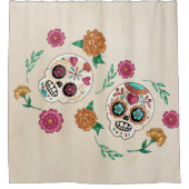 Dag van de Dode Suikerschedels en Bloemen Douchegordijn (Voorkant)