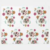 Dag van de Dode Suikerschedels en Bloemen Fleece Deken (Voorkant (Horizontaal))