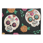 Dag van de Dode Suikerschedels en Bloemen Zwart Kussensloop (Achterkant)