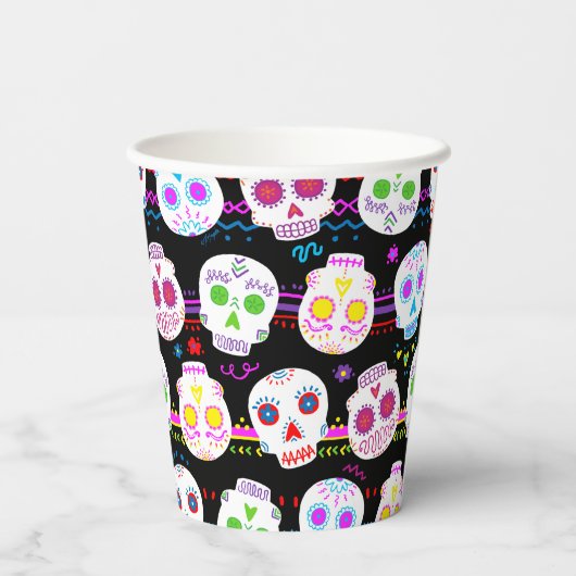 Dag van de dode suikerschedels papieren bekers (Achterkant)