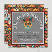 Dag van de Dode Suikerschedels, zigzag sinaasappel Kaart (Voorkant / Achterkant)