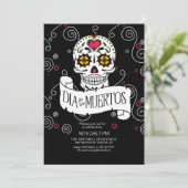 Dag van de Dode Suikerschedels Zwart ID725 Kaart (Staand voorkant)