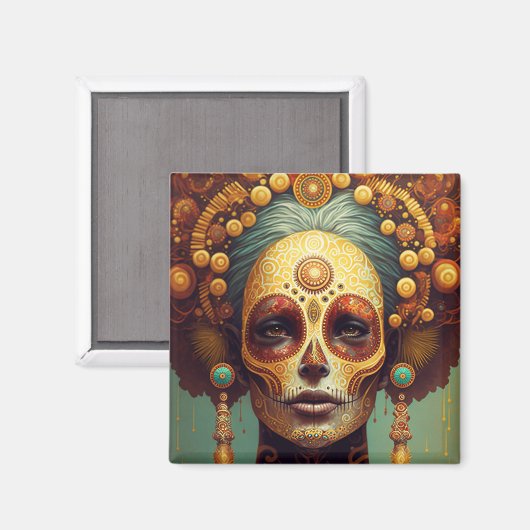 Dag van de dode-suikerschedelvrouw magneet (Voorkant / Achterkant)