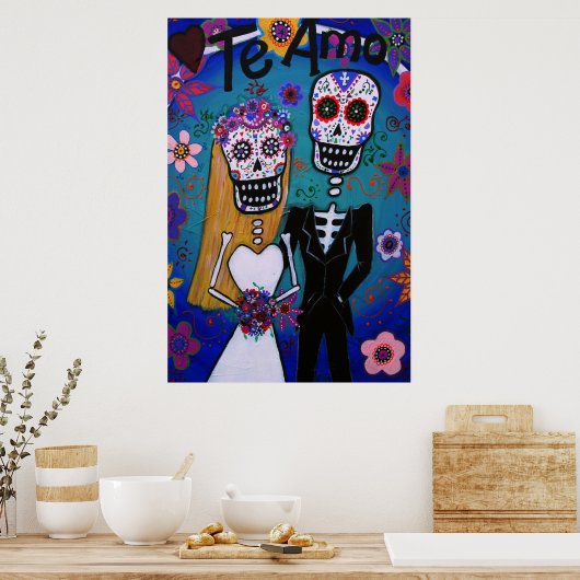 Dag van de dode Te Amo Wedding Couple Poster (Keuken)