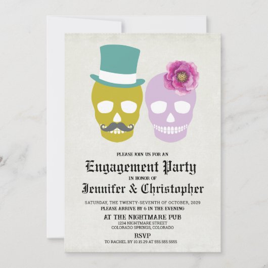 Dag van de Dode Verlovingsfeest Uitnodiging (Voorkant)