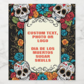 Dag van de dode wijnfles | Dia De Muertos Wijn Etiket (Enkel label)