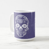 Dag van de dode witte suikerschedel Paars Koffiemok (Voorkant links)