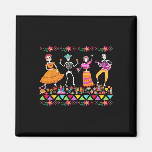 Dag van de Doden Dia de los Muertos Mexicaanse Ske Magneet (Voorkant)