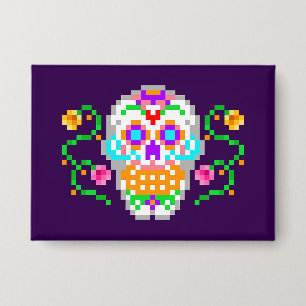 Dag van de Doden geïnspireerd Sugar Skull Button