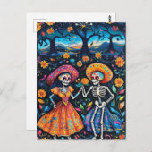 Dag van de doden kleurrijk ontwerp briefkaart (Voorkant / Achterkant)