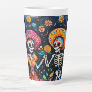 Dag van de doden kleurrijk ontwerp latte mok