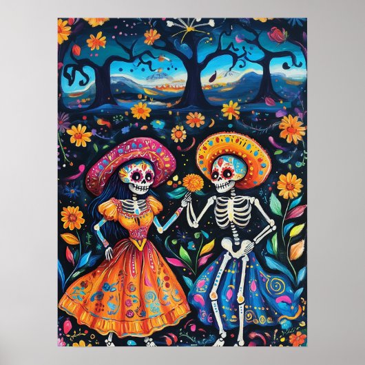 Dag van de doden kleurrijk ontwerp poster (Voorkant)