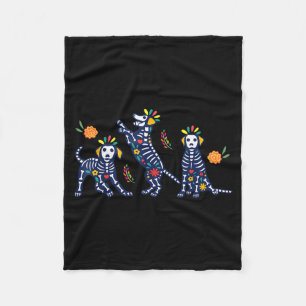 Dag Van De Doden Kleurrijke Skelet Honden Mexicaan Fleece Deken