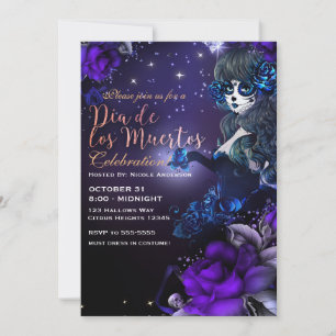 Dag van de Doden Paars Blauw Dia de los Muertos Kaart