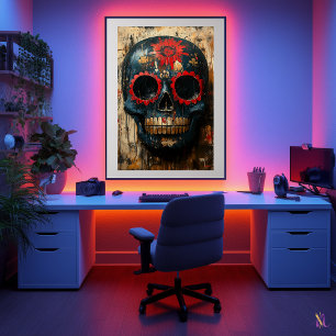 Dag van de Doden Schedelmasker – Mexicaanse Cultuu Poster
