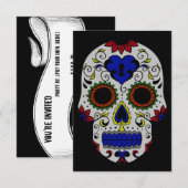 Dag van de dood met blauw sleutelhart kaart (Voorkant / Achterkant)