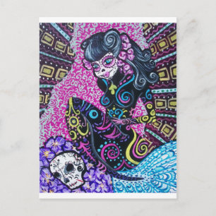 Dag van de Dood Retro Mermaid Briefkaart