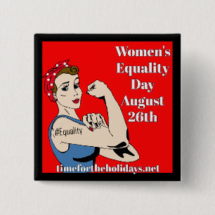 Dag van de gelijkheid van vrouwen en mannen 26 aug vierkante button 5,1 cm
