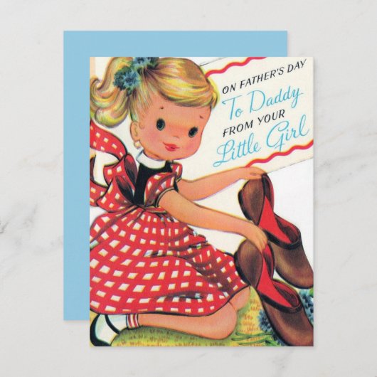 dag van de gelukkige vaders van het meisje van pa feestdagenkaart (Voorkant / Achterkant)