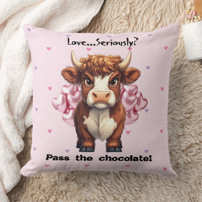 Dag van de Grumpy Highland Koe Valentijn Kussen (Deken)