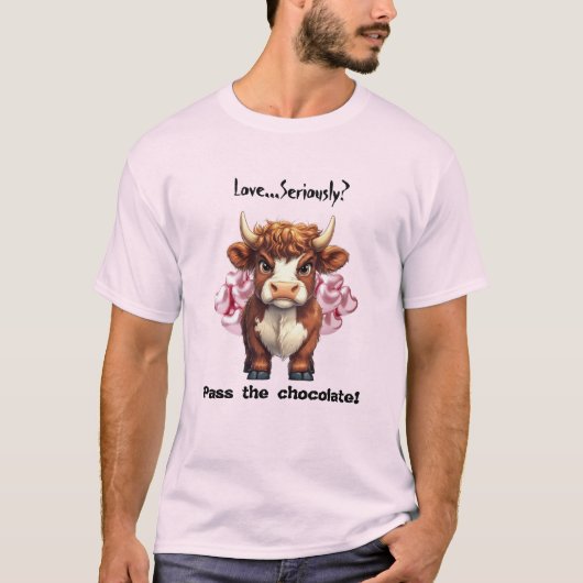 Dag van de Grumpy Highland Koe Valentijn T-shirt (Voorkant)