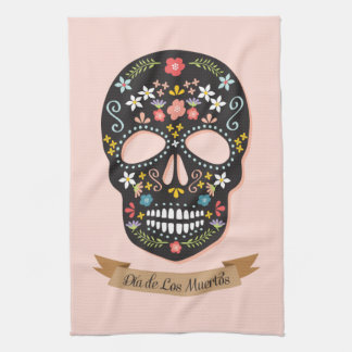 Dag van de keukenhanddoek van de Dode Suiker - roz