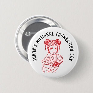 Dag van de Nationale Stichting van Japan Ronde Button 5,7 Cm