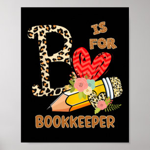 Dag van de school Boekhouder Leopard Bloemen Leraa Poster