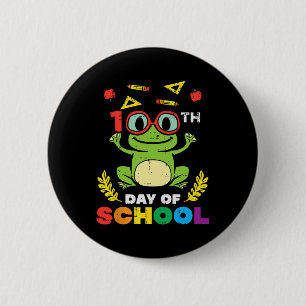 Dag van de school kikker 100 dagen slimmer leraar ronde button 5,7 cm