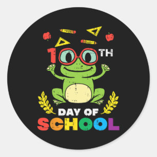 Dag van de school kikker 100 dagen slimmer leraar ronde sticker
