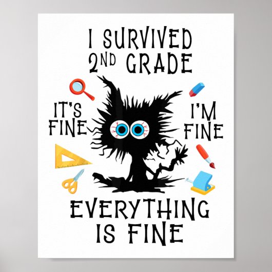 Dag van de school student Afstuderen Ik overleefde Poster (Voorkant)